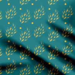 Green and Yellow Leaf Print Fabric