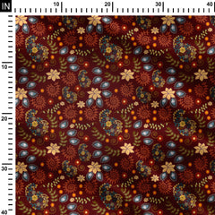 Kalamkari maroon Print Fabric