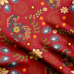 Kalamkari red Print Fabric