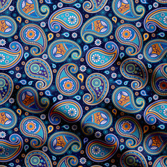 moody blue paisley Print Fabric