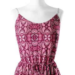 Bold Minimalistic Paisley, Maroon and Pink Print Fabric