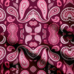 Bold Minimalistic Paisley, Maroon and Pink 1 Print Fabric