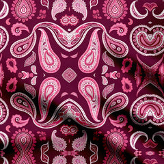 Bold Minimalistic Paisley, Maroon and Pink 2 Print Fabric