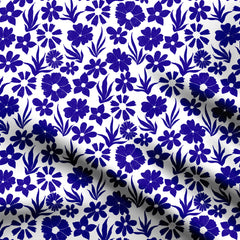 Tranquil Blossoms Blue Print Fabric