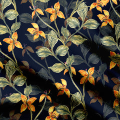 yellow colours floral allover Cotton Poplin Print Fabric