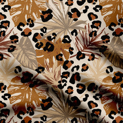 cheeta and leaf combo pattern Print Fabric