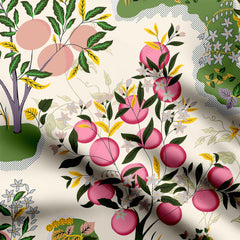 antiue flower with whit ground Print Fabric