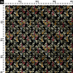black grounded florala Print Fabric