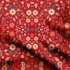 Ruby Red Floral Print Fabric