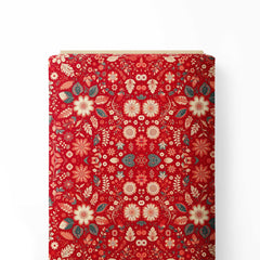 Ruby Red Floral Print Fabric