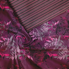 leaf pattern Silk Satin Unstitched Suit Set