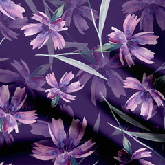 purple theme flowers Print Fabric