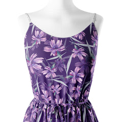 purple theme flowers Print Fabric