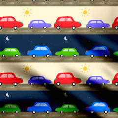 Cars day and night Print Fabric