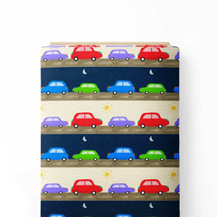 Cars day and night Print Fabric