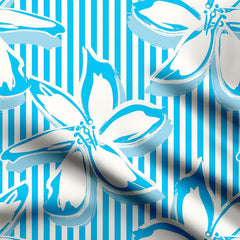 floral with stripes Cotton Fabric