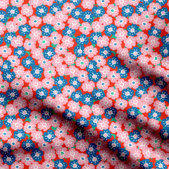 Ditsy Flowers Blue and Pink Print Fabric