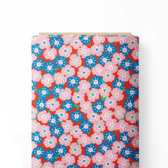 Ditsy Flowers Blue and Pink Print Fabric