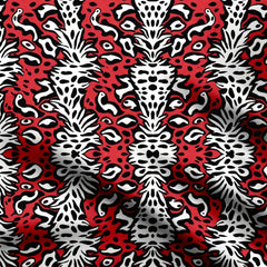 Crimson Safari Wild Animal Print Fabric