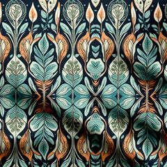 Boho Botanical Symmetry Print Fabric