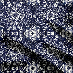 Indigo Ogee Design Print Fabric