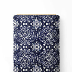 Indigo Ogee Design Print Fabric