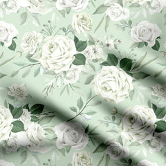 green rose Print Fabric