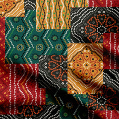 multy and dusty bandhni Print Fabric