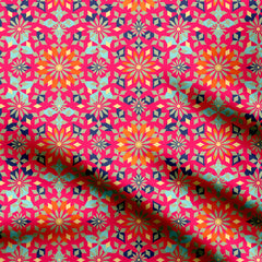 Arabesque In Bright pink Background Print Fabric