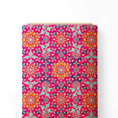 Arabesque In Bright pink Background Print Fabric
