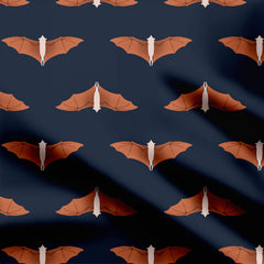 Flying Bats_Orange Navy blue Print Fabric