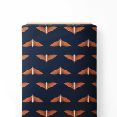 Flying Bats_Orange Navy blue Print Fabric