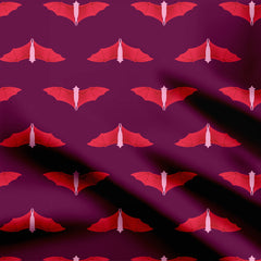 Flying Bats_Raspberry red Purple Print Fabric