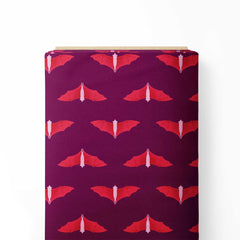 Flying Bats_Raspberry red Purple Print Fabric