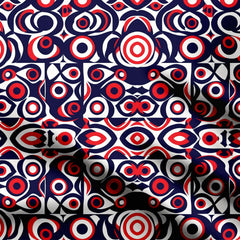Nautical Geometric Navy and Red Pattern Print Fabric
