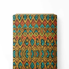 Abstract Tiki Stripes Vibrant Print Fabric