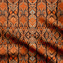 Sunset Geometry Orange Brown Motif Print Fabric