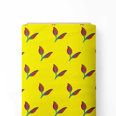 Red Leaves on Yellow Print Fabric