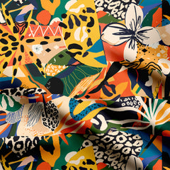 Tropical style multi pattern Print Fabric