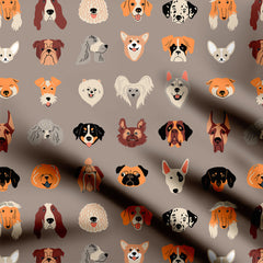 Dog faces Print Fabric