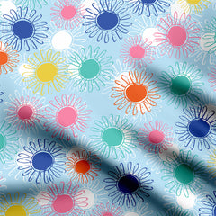 Multicoloured Flowers and coordinate Stripes Print Fabric