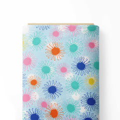 Multicoloured Flowers and coordinate Stripes Print Fabric