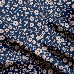 Creepers Floral Design Navy blue & Lavender Print Fabric