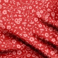 Creepers Floral Design Red & Pink Print Fabric