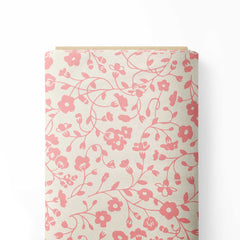 Creepers Floral Design Cream & Pink Print Fabric
