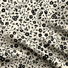 Creepers Floral Design- Cream & Black Print Fabri