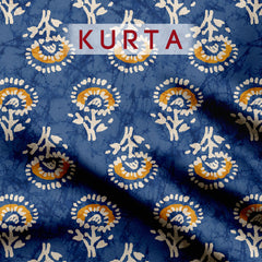 Bagru Mars Blue Tussar Silk Unstitched Suit Set