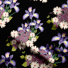 Wild orchids with daisies Print Fabric