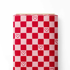 Checkerboard hearts Print Fabric