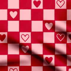 Checkerboard hearts 001 Print Fabric
